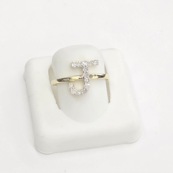 Real Diamond 10kt Gold Initial J Ring For Women